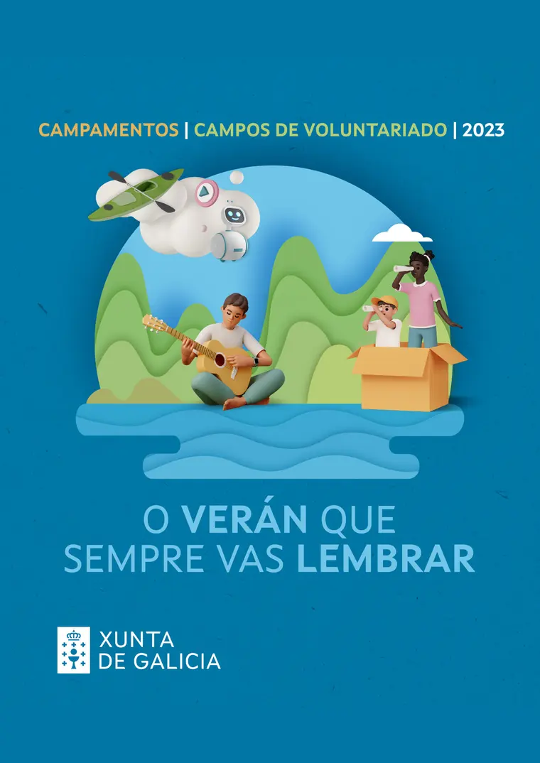 Cartel de la campaña de verano de campamentos 2023