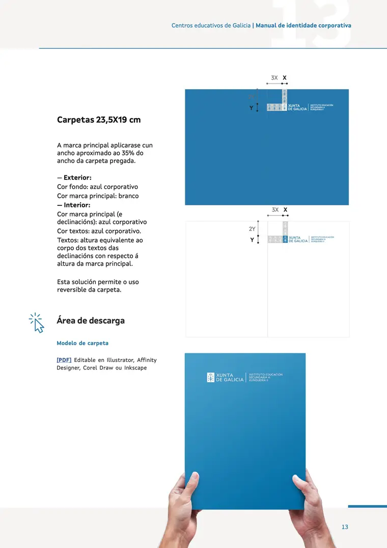 Manual de identidade corporativa, páxina 13: Carpetas
