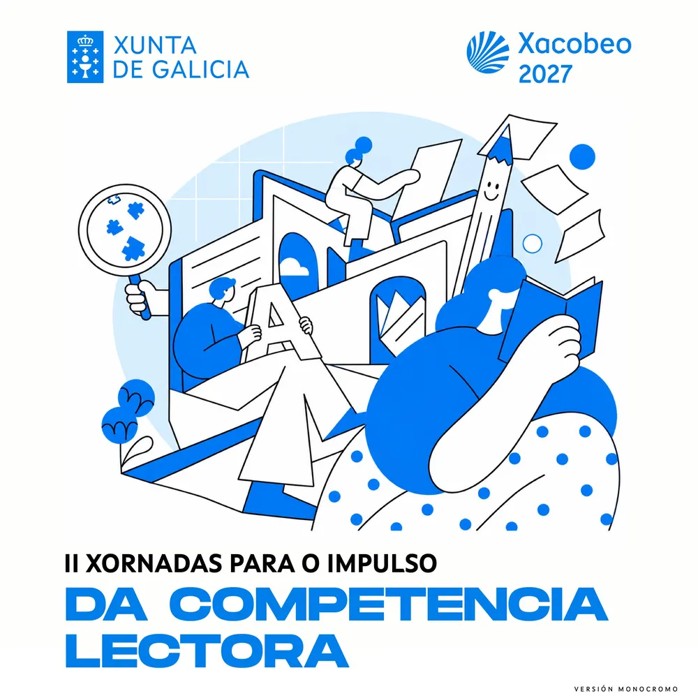 Cartel de las Xornadas en versión monocroma azul